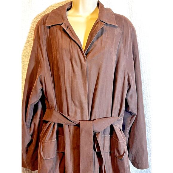 London Fog Jackets & Blazers - London Fog Hooded Trench‎ Coat Chestnut Pockets Belt Large Removable Lining Y2K